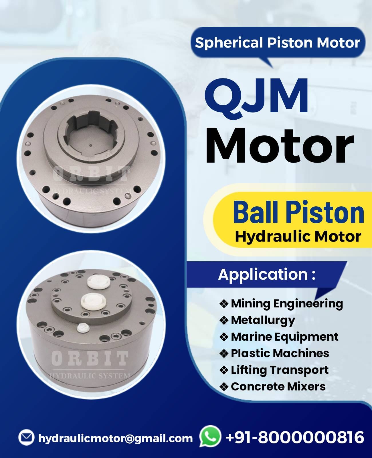 QJM Spherical Piston Hydraulic Motor Manufacturer in Ahmedabad Mumbai Pune Chennai Bangalore Hyderabad Delhi Nashik Kolkata Nagpur Coimbatore India